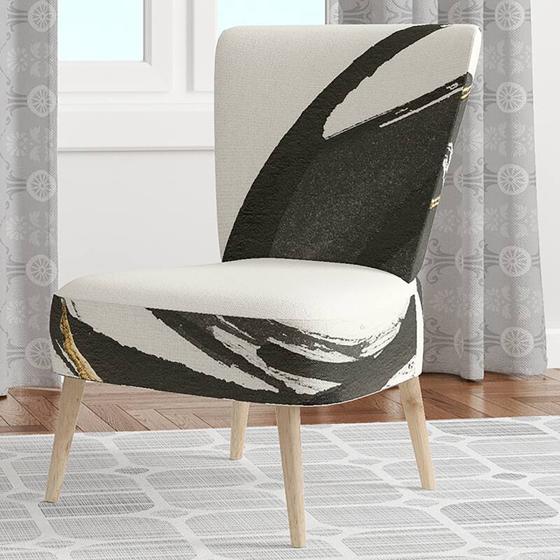 Designart "Gold Glamour Circle I" Upholstered Glam Accent Chair Arm